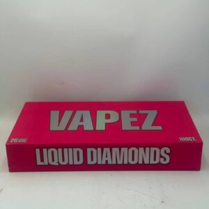 Closed pink Click Vapez master box containing 100 two-gram liquid diamonds vapes for wholesale distribution