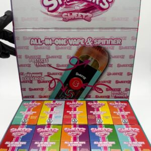 Alt Text: Sweetz Spinners 2g Disposable all in one vape with LCD screen and fidget spinner