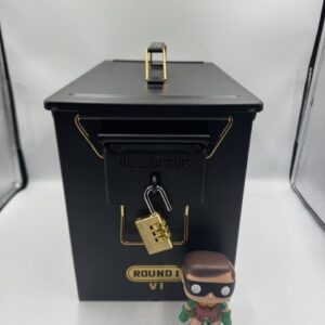 Hollowtips 2g Disposable black ammo container box with gold lock and latch