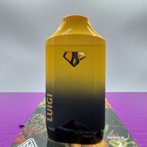 Yellow and black gradient Luigi V9 2g disposable vape device with diamond oil window