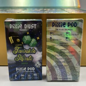 Pixie Dust 2g Disposable Twinkle Mints box front and back showing instructions and specs