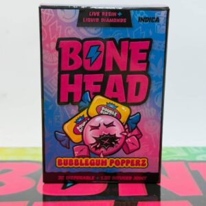 Bone Head 3G Disposable and 1.5G Infused Joint individual packaging in Bubblegum Popperz Indica strain