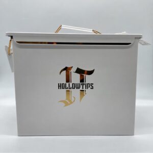 Hollow Tips 2g Disposable white ammo box packaging showing the gold brand logo