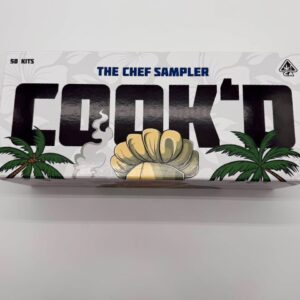 Closed 50-kit master box of Cook'd The Chef Sampler.